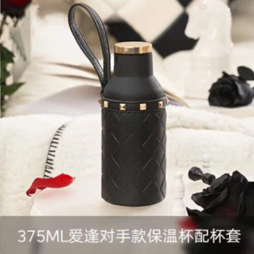 Chess Series Gold Stud Strap Tumbler Pouch + Bottle Type Stainless Steel