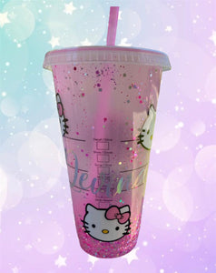 Vaso Starbucks-Hello Kitty >Glitter