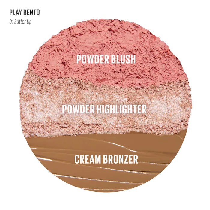 Kaja Face Bento Cream Bronzer, Powder Blush & Highlighter Sculpting Trio- Butter Up