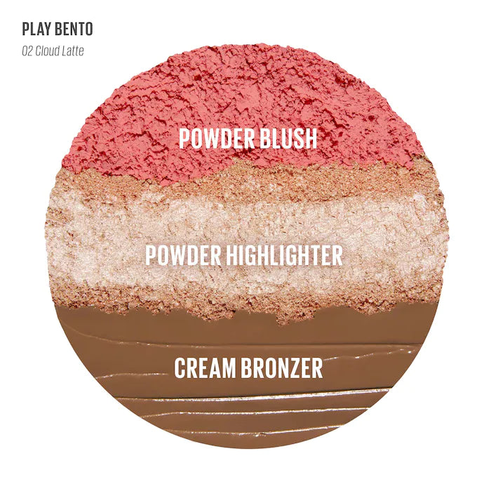 Kaja Face Bento Cream Bronzer, Powder Blush & Highlighter Sculpting Trio- Cloud Latte