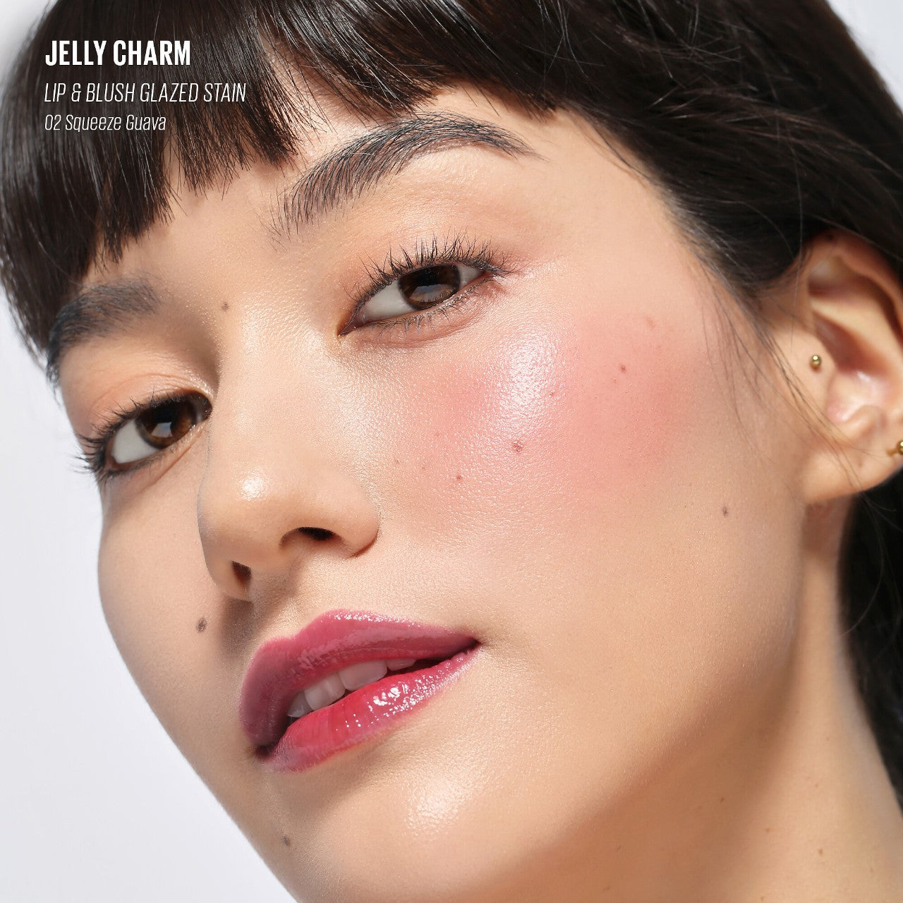 Kaja Jelly Charm Glazed Lip Stain & Blush With Keychain- Squeeze Guava