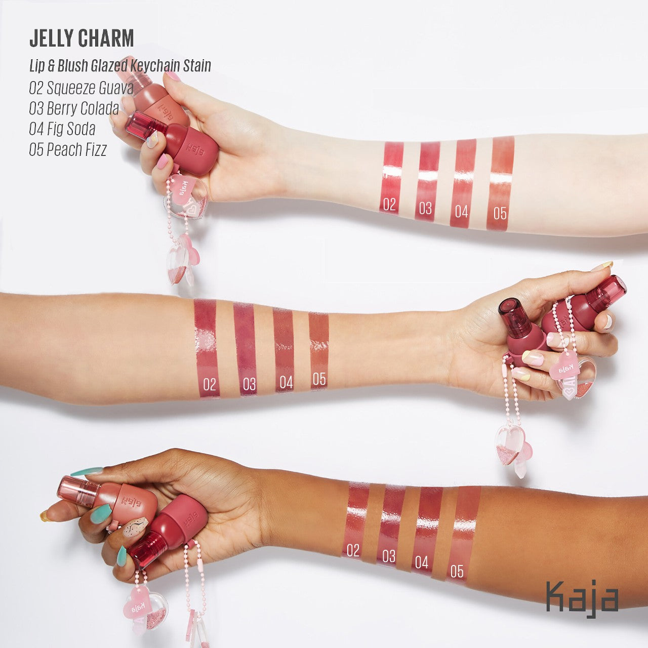 Kaja Jelly Charm Glazed Lip Stain & Blush With Keychain- Peach Fizz