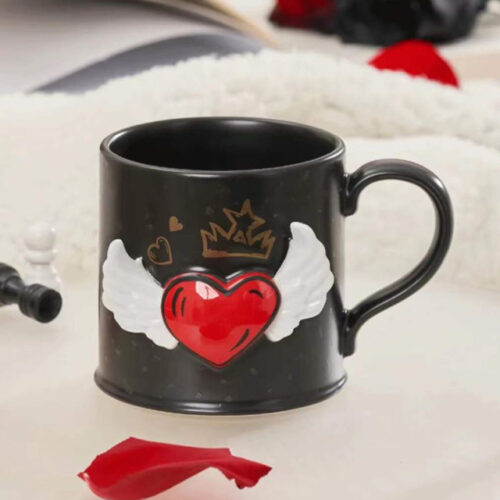 Chess Series Angel Heart Black Ceramic Mug Cup