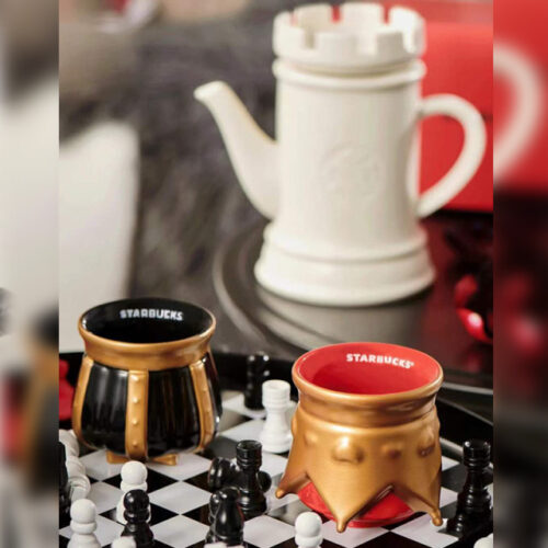 Chess Series Castle Tea Pot King & Queen Couple Ceramic Mug Cup 2p Set